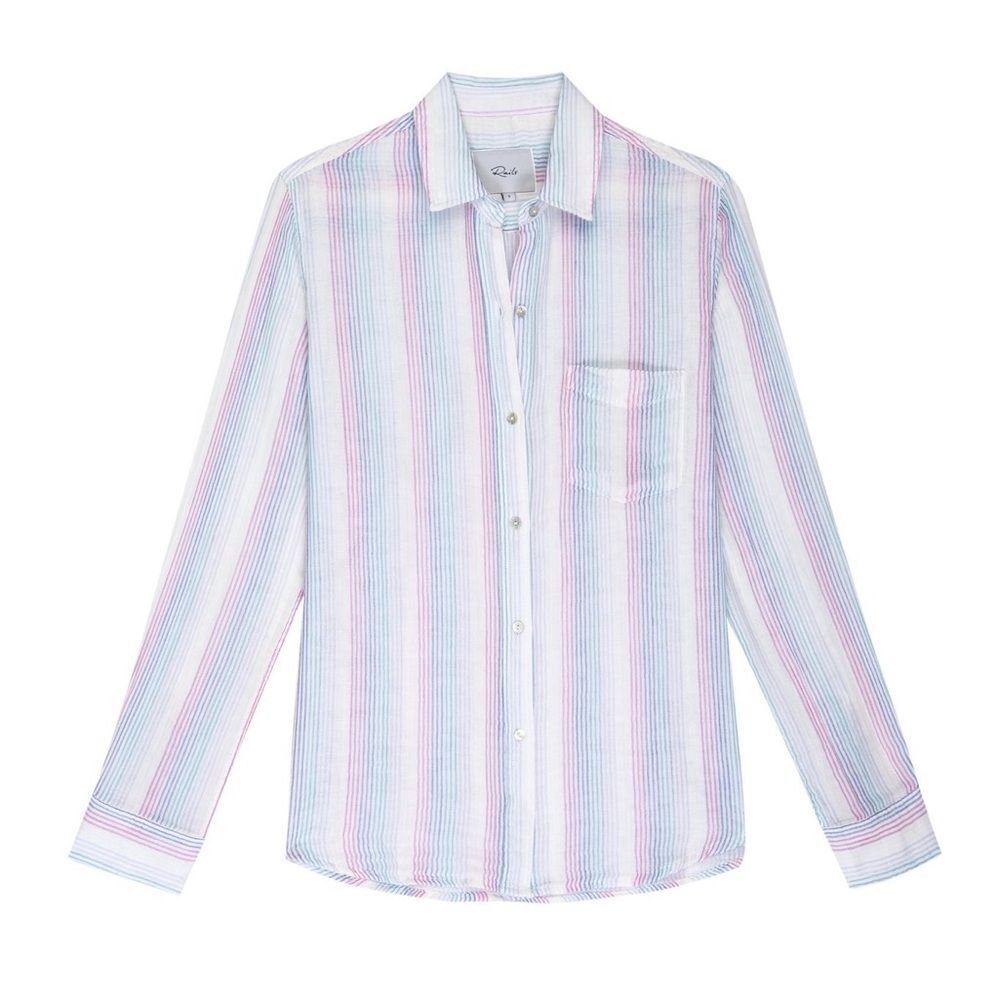 Rails Ellis Iris Gauze Long Sleeve Blouse Stripes Summer Medium - Picture 2 of 12
